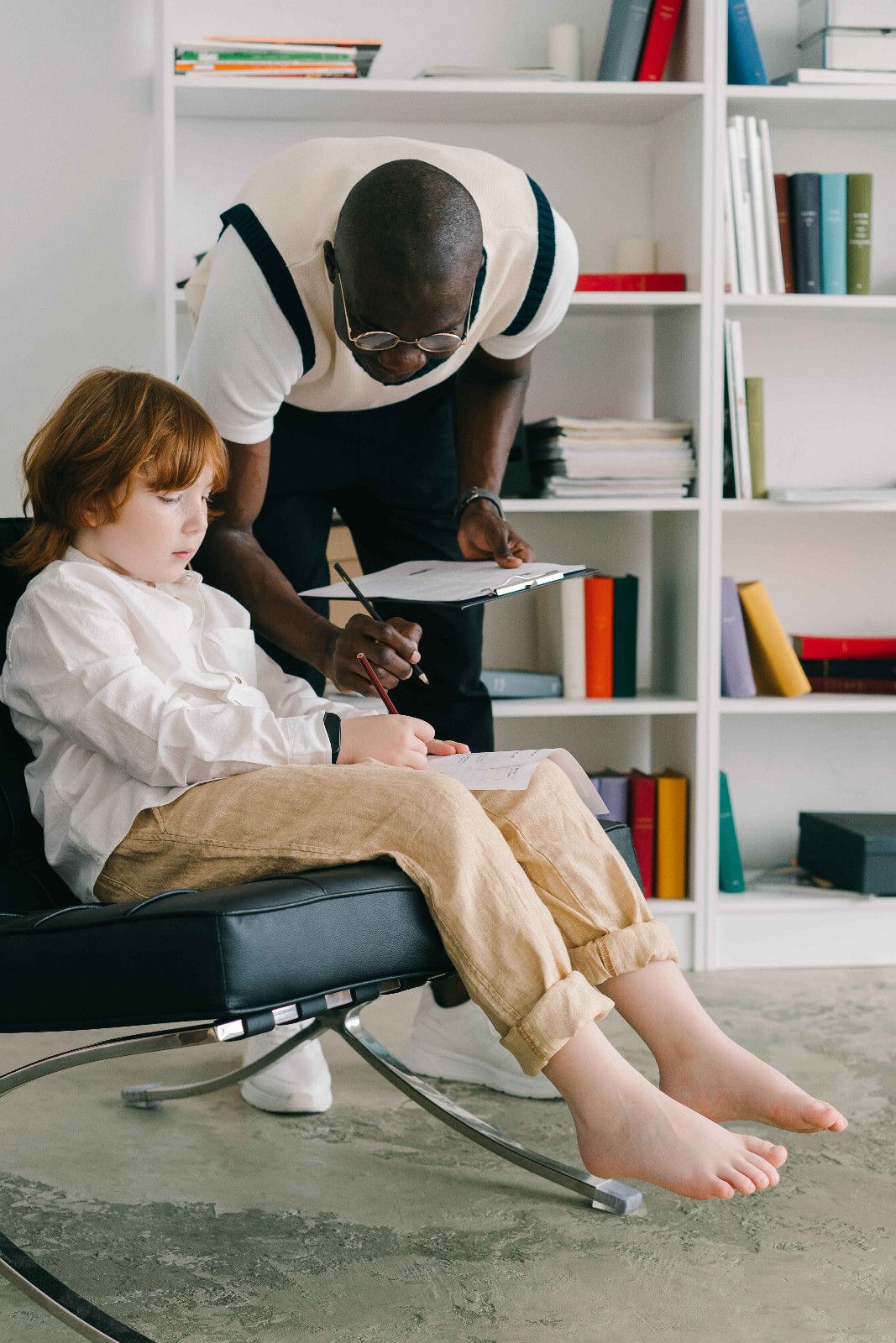 Child receiving calm, supportive sensory care